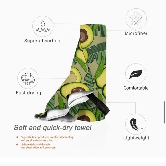 Avocado Large Microfiber Beach Towel-For Men/Women & Children - Picture 8 of 12
